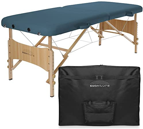 Saloniture Basic Portable Folding Massage Table - Blue