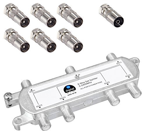 Amplificateur de signal satellite - Kit diviseur HB-DIGITAL avec fiches F plaquées or.
