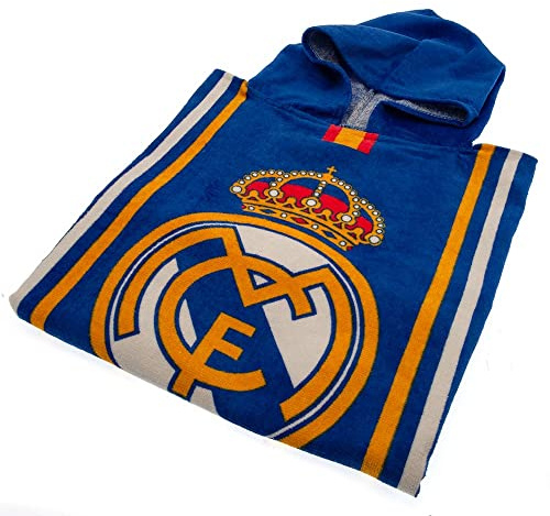 Real Madrid Poncho de Plage en Coton pour Les Loisirs et Le Sport pour Enfant, Unisexe, Multicolore (Multicolore), Taille Unique