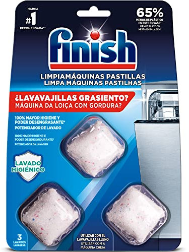 Finish Limpiamáquinas lavavajillas en pastillas, elimina cal y grasa durante el lavado, 3 paquetes x3