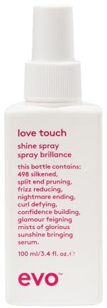 Evo love touch shine spray 100ml I Glossing-Spray für unglaublichen Glanz für krauses, widerspenstiges und coloriertes Haar I verleiht Geschmeidigkeit, Glanz und reduziert Frizz I vegan, ohne Sulfate