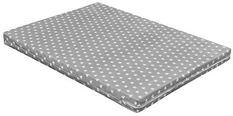 Baby Delux Laufgittermatratze 75x100 cm für Laufstall Laufgitter Schaumstoff Matratze Grey Stars Oeko-TEX
