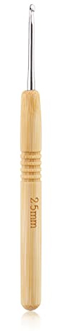 Ruasol Crochet 2.5 mm, Manche Ergonomique pour Mains Arthritiques | Manche en bois, Aiguilles à Tricoter Extra Légères pour Débutants et fil à Crocheter (2.5 mm)