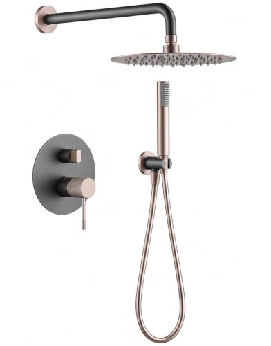 IMEX - Duschuppsättning, Monomando Dusch Kit Infälld vägg - 2-vägs - LINE SERIE Grå Matt och Champagne - GPD038/GC