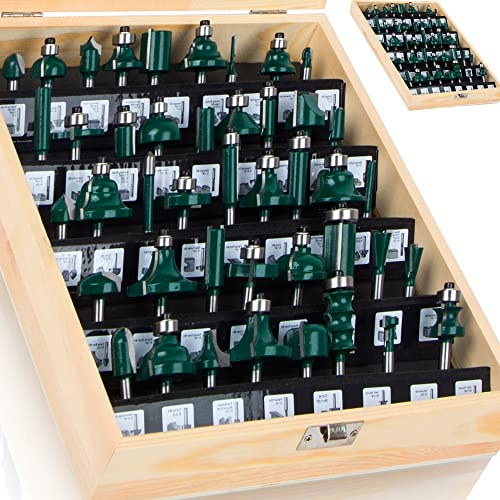 LEATBUY 1/4-Inch Shank Router Bits Sets Door&Drawer Front Edging Router Bit Set 41 PCS, Woodworking Milling Cutter Tools, Carbide CNC Router Grooving Mill Tool (YZ02)