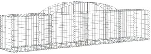 Makastle Set de 13 Parterre surélevé en Gabions arqués, jardinière en Cage à Pierre, Lit Surélevé à Gabion, Parterre de Fleurs Jardin Terrasse Extérieur Jardinière Panier à Pierres, 300x50x60/80 cm