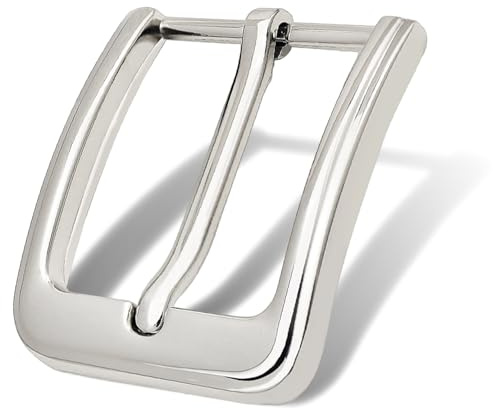 Yjfeshion 40 mm (1,5 tum) bältesspänne ersättning enkel spets fyrkantig enkel design för män kvinnor bälte, Lasersilver, M