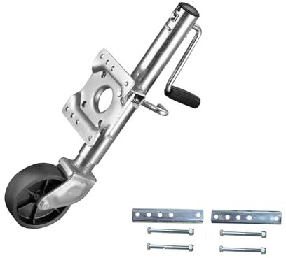 QICBYING Boat Trailer Jack With Wheel - Heavy-Duty Bolt-On Swivel Jack, Swivel Trailer Jockey Wheel, Caravan Jockey Wheel Trailer Jack With 15cm Wheel, Load 540kg, Retractable 25cm, For Trailer