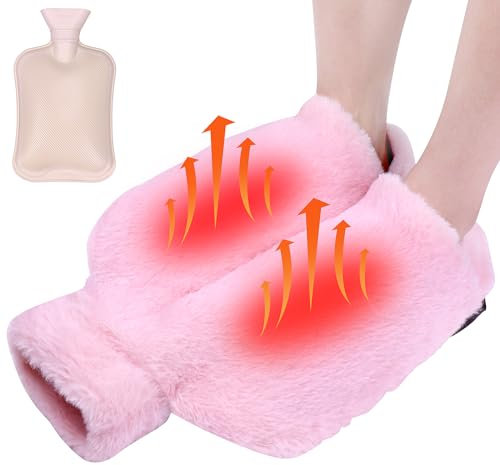 Meetory Foot Hot Water Bottle, 2L Hot Water Bottle for Feet, Foot Warmer Hot Water Bottle for Women for Foot Warming, Pain Relief, Hot and Cold Therapy, Feet Warmers Suitable for Feet Size 35-45