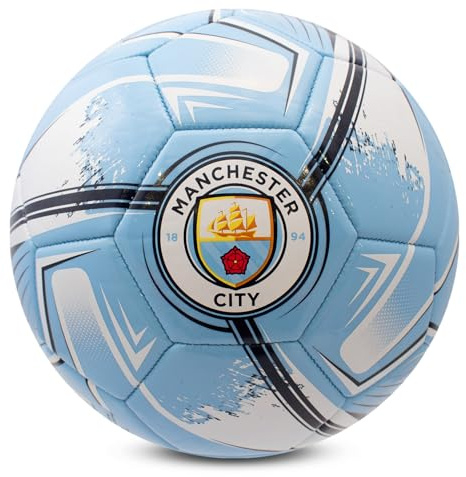 Hy-Pro Licencia Oficial del Manchester City F.C. Balón de fútbol - Talla 5, diseño de turbina, mercancía de Man City, Entrenamiento, Partido, Coleccionable para niños y Adultos