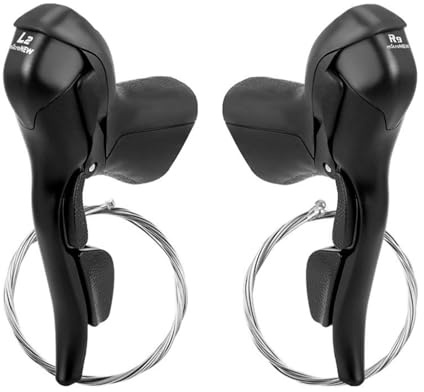 Duroecsain - Palancas de velocidad para bicicleta, 2 x 7 8 9 10 11 palancas de freno de velocidad | Diámetro 0.93-0.95in Profesional Bicicleta Izquierda Derecha Palanca de freno Shifter Set
