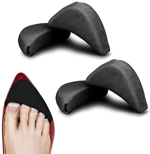 Lot de 2 paires de coussinets de remplissage réglables en éponge douce pour orteils - Unisexe - Coussinets réutilisables en mousse pour femmes et filles - Talon haut - Noir