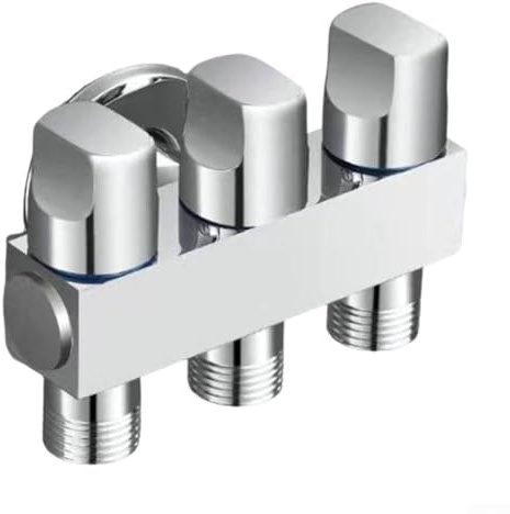 Válvula de tres vías eficiente para salidas de agua de 1/2 pulgada, diseño de ahorro de espacio para administrar múltiples dispositivos (plata)