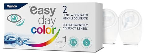 Easy Day Color Monthly Lens - BLUE Natural Super Realistic Design a 3 Tonalità - Lenti a Contatto Cosmetiche Mensili Senza Correzione, Gradazione 0,00 Diottrie
