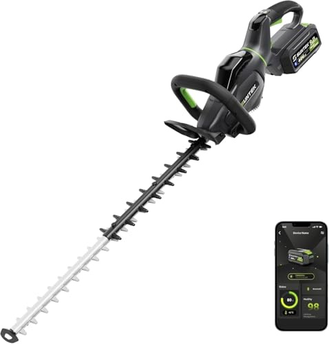 SUNTEK 40V Kabellose Heckenschere mit 61cm Dual-Action Klinge, Integriertem Display & APP-Verbindung, 2,5Ah Akku-Betriebene Heckenschneider mit Akku und Ladegerät im Lieferumfang, Schwarz