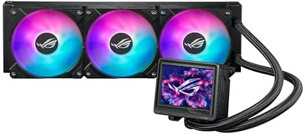 ASUS ROG RYUJIN III 360 ARGB EXTREME all-in-one AIO CPU liquid cooler, AMD Ryzen 9000 & Intel® Core™ Ultra Ready, Asetek Gen8 V2 pump; high airflow static pressure magnetic fans; customizable 3.5 LCD