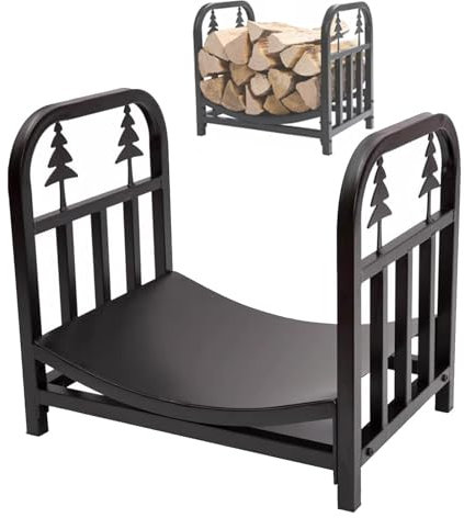 YAYREC Log basket,Log Store,Log Holder, Tree Pattern Firewood Holder, Sturdy Fireplace Firewood Rack, Storage Wood Stand, Holiday Decorations