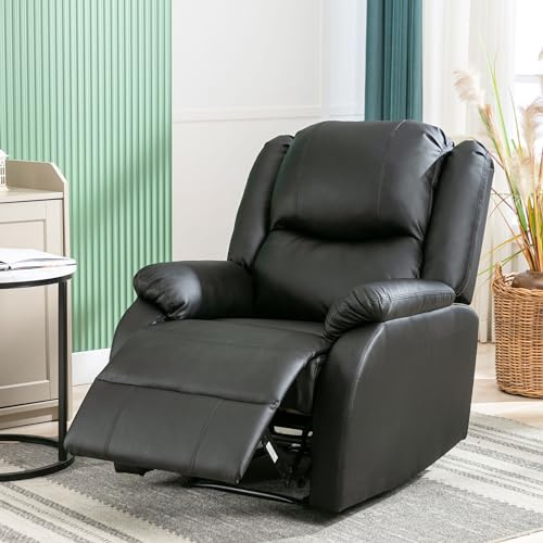 MURUL Poltrona relax singola in pelle PU, poltrona reclinabile XXL, sedia a sdraio, divano accento, sedia manuale, tasca laterale per soggiorno