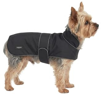 Larkson Hundemantel Schwarz - Jonte - Regenmantel für Kleine & Mittelgroße Hunde - 10000 mm Wassersäule - Verstellbar - Reflektierende Elemente