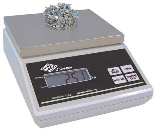 Wedo 507012 Bilancia elettronica universale per la pesatura e il conteggio dei pezzi (12 kg 12 kg/1g, con alimentazione UE) grigio