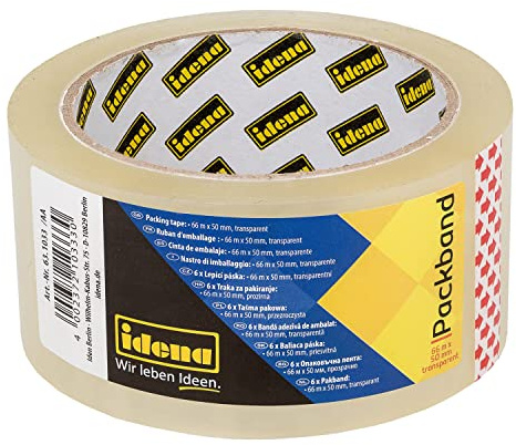 Idena 631033 - Paketklebeband transparent, 50 mm x 66 m, 1 Rolle geräuscharmes Packband, ideal für Umzug und Versand