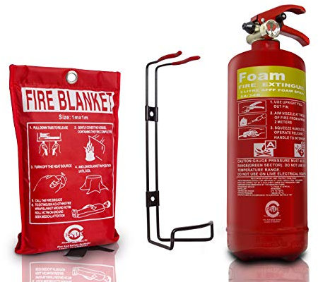 PREMIUM FSS UK 2 LITRE AFFF FOAM SPRAY Fire extinguisher with Fire Blanket. British Standard Kitemarked extinguisher and CE marked Fire Blanket. IDEAL FOR BOATS HOMES KITCHEN WORKPLACE OFFICES WAREHOUSES WORKSHOPS GARAGES HOTELS RESTAURANTS