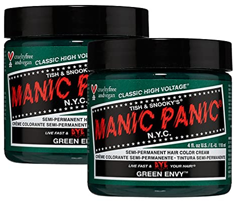 MANIC PANIC Classic Green Envy Semi Permanent Hair Color - Emerald Green Hair Dye for Women & Men That Lasts 4-6 Weeks - Vegan, Ammonia & Cruelty-Free - Create & Mix Custom Shades (4oz / 2pk)