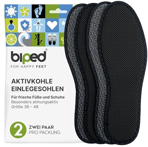 biped 2 paia solette in carbone attivo - Freschezza igienica per sneaker, scarpe sportive e da lavoro - Contro i piedi sudati - Lavabili z1017(41)