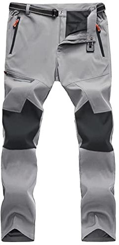 MAGCOMSEN Hiking Pants Men Quick Dry Waterproof Lightweight Softshell Work Rain Pants Climbing Fishing Sport Light Grey 36