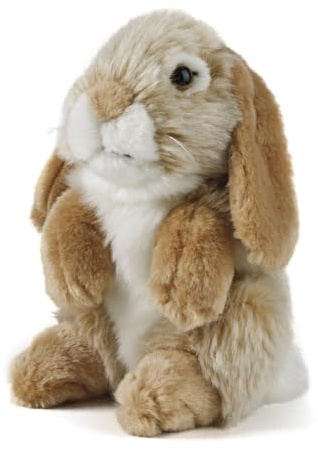 Living Nature brauner sitzender Schlappohrhase, realistisches weiches Kaninchen Spielzeug, Naturli umweltfreundliches Plüschtier, 18cm, Brown