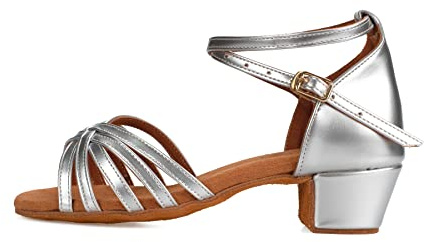 Donna Bambina Scarpe da Ballo Latino/Ballo da Sala/Ballo Liscio Danza Moderna Scarpe da Raso Argento 25