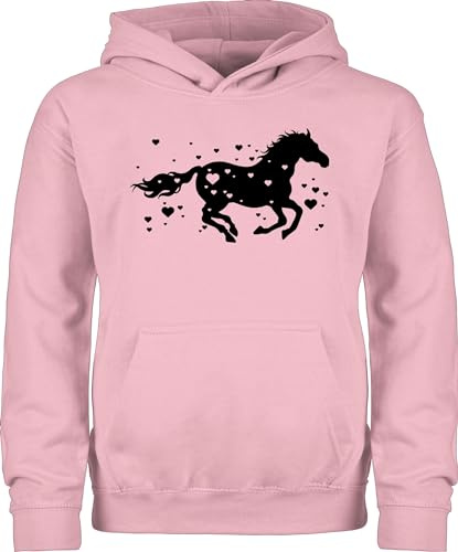 Shirtracer Kinder Hoodie Jungen Mädchen - Laufendes Pferd I Pferde Geschenk Reiten I Pferdemädchen - 140 (9/11 Jahre) - Hellrosa - reiterzubehör pferdepullover pferdeliebhaber pferdeherz Pullover