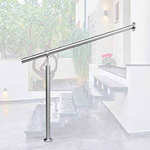 Gimisgu Eingangsgeländer Edelstahl Handlauf, 120cm Geländer Seitliche Montage Winkel Einstellbar Wandhandlauf, inkl.Montagematerial, Treppengeländer Handlauf für Außen Innen, (M8400-EM-1x)