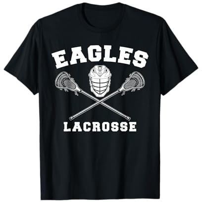 Eagles Lax Crossed Sticks & Helmet Boys Lacrosse Design T-Shirt