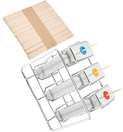 Cabilock 1juego Moldes De Paletas De Acero Inoxidable Con Palitos De Madera Molde Casero Para Helados Fácil De Usar y Limpiar Para Hacer Helados y Postres Fríos