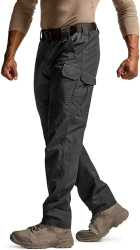 CQR Men's Tactical Pants, Water Resistant Ripstop Cargo Pants, Lightweight EDC Work Hiking Pants, Outdoor Apparel, Raider Mag Pocket Black, 36W x 32L