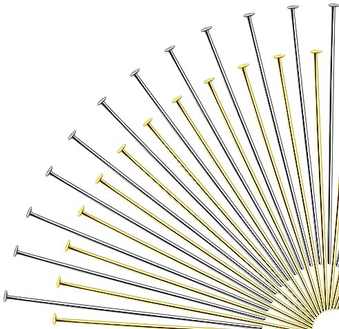 TOAOB 50mm 200 Stück Nietstifte Kettelstifte Prismenstifte Gold Silber Edelstahl für DIY Schmuckherstellung