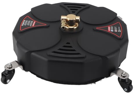 13 Inch Pressure Washer Surface Cleaner with 4 Wheels Stainless Steel Brass ABS Quick Plug High Pressure Washer Surface Cleaner Attachment 2500PSI 1/4 Inch
