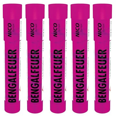 5 Stück NICO Europe Bengalfeuer in Pink I Bengalo Fackel Pyro Feuerwerk