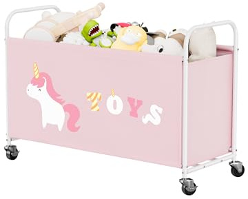 GRANNY SAYS Toy Chest with Wheels, 135L Extra Large Toy Storage Organiser, Toys Storage Box for Kids, Baby Toy Bin for Children Nursery Play Room Organising Plush Toys, Pink Toybox
