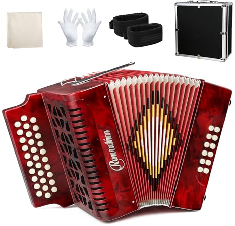 Accordions 31 Key 12 Bass Diatonic F/B/E Accordion Carry Kit (Red)
