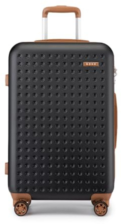 Kono Valise Soute 65cm ABS Rigide,Valise Moyenne Légere avec 4 roulettes 360° Serrure TSA,Dimensions Standard Compagnies Aériennes,Idéal Voyage d'affaires Vacances（Noir）
