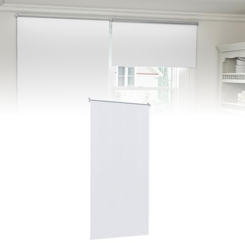 Froadp Tenda avvolgibile oscurante senza fori e con fori, Klemmfix, colore bianco, 100 x 160 cm, per finestre interne