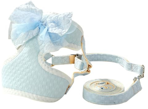 BSITSSS Pettorina Gatto con Guinzaglio, Pettorina per Gatti con Papillon Blu Regolabile, Imbracatura con Guinzaglio per Gatti Cuccioli Cane Taglia Piccola Passeggiate All'aperto