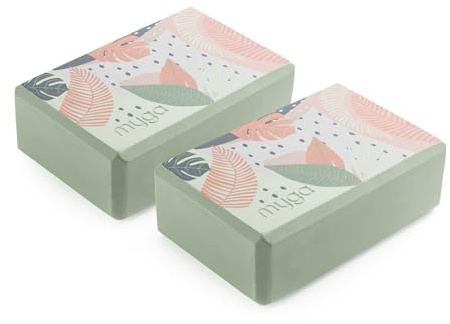 Myga Yoga Blocks - Pair of High Density Foam Bricks for Yoga, Pilates and Fitness for Balance, Support & Flexibility - Non Slip, Lightweight & Durable Foam Blocks for Home, Gym & Travel (Palm)