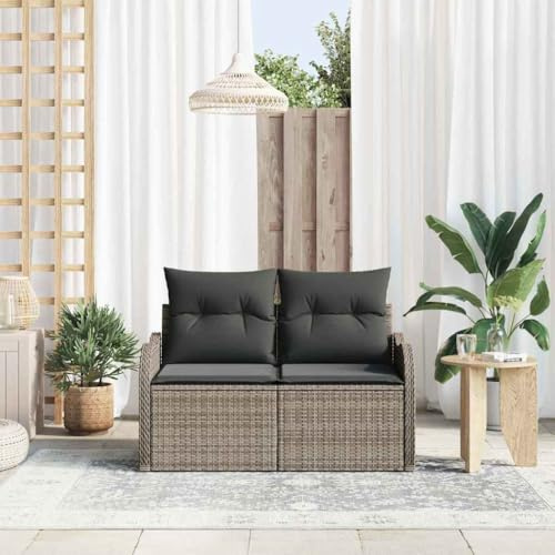 Qnhdfrt Canapé d'extérieur 2 places en rotin robuste, avec coussins et espace de rangement, design résistant aux intempéries, pour balcon, terrasse et jardin