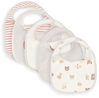 Jollein Baberos para bebé - Animal Friends - Paquete de 5 - Baberos Impermeables - con Cierre de Velcro - Babero para bebé - Babero para la Baba