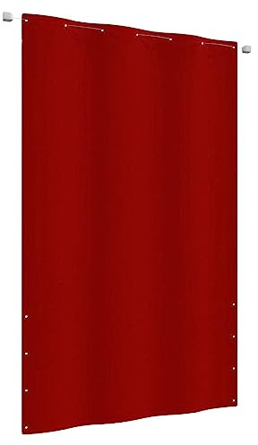 Mokuyary Paravento per balcone rosso, 140 x 240 cm, in tessuto Oxford, copertura per balcone, copertura opaca per giardino, terrazza, esterno