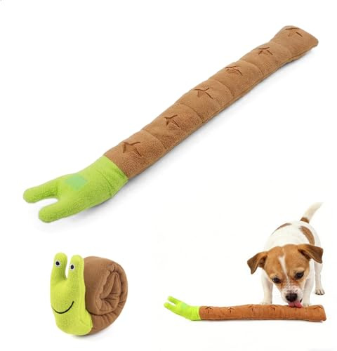 Snigelmatta hund i snigelform | interaktiv intelligensleksak med pipande | 2-i-1 spellägen (platt och rullad) | Tvättbar snuffelmatta för små och medelstora hundar | För mental