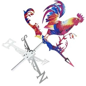 LIXSAZSE Indicatore di direzione del vento, decorazione da tetto, banderuola a forma di gallo in metallo, pratica per spazi esterni, robusta e stabile, decorazione da giardino a forma gallo,